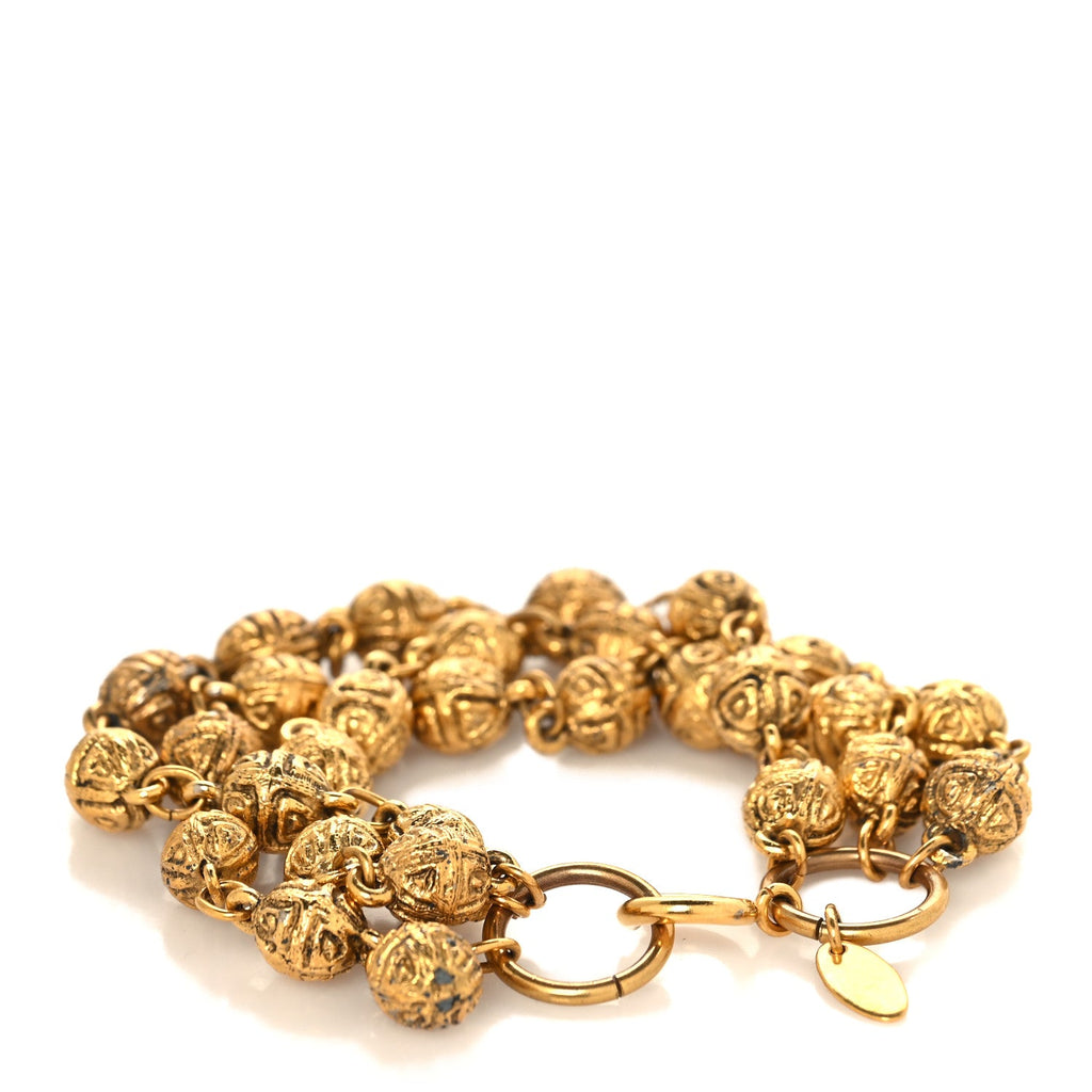 Metal Beaded Multistrand Bracelet Gold