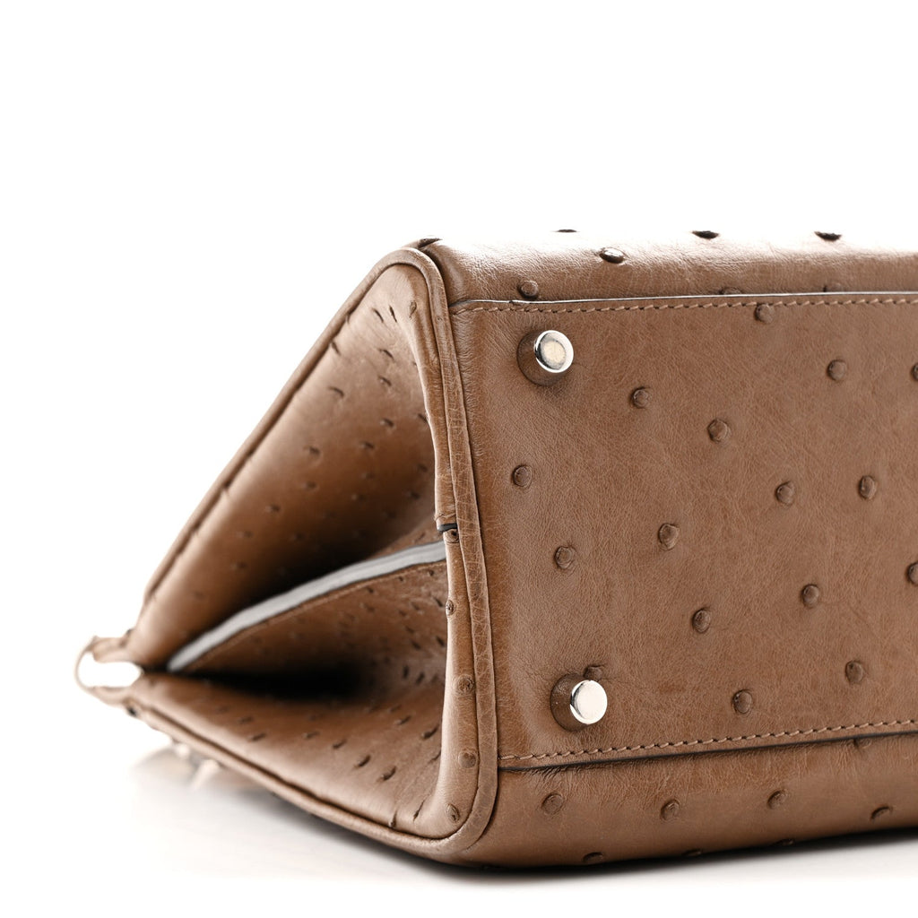Gucci Ostrich Medium Zumi Top Handle Bag Brown