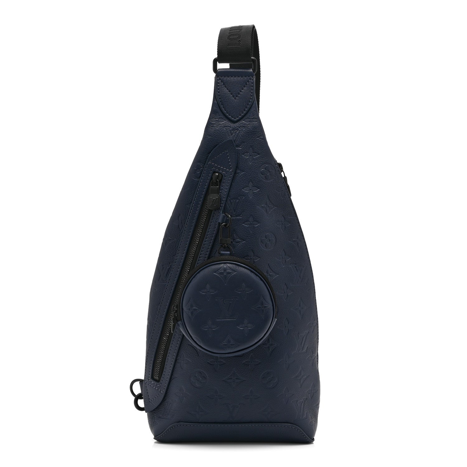 Louis Vuitton Calfskin Shadow Monogram Duo Slingbag Navy