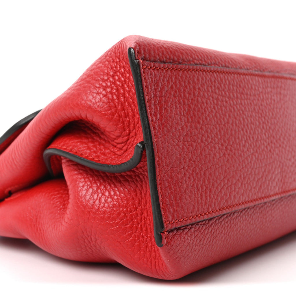 Gucci Cellarius Calfskin Small Bamboo Daily Top Handle Bag Hibiscus Red