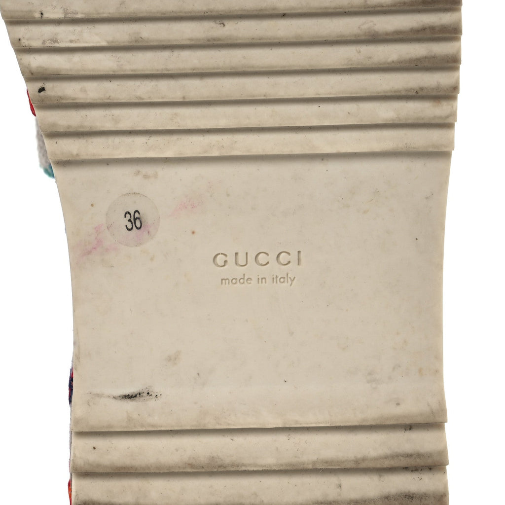 Gucci Linen Psychedelic Mini GG Monogram Angelina Platform 55mm Slide Sandals 36 Multicolor