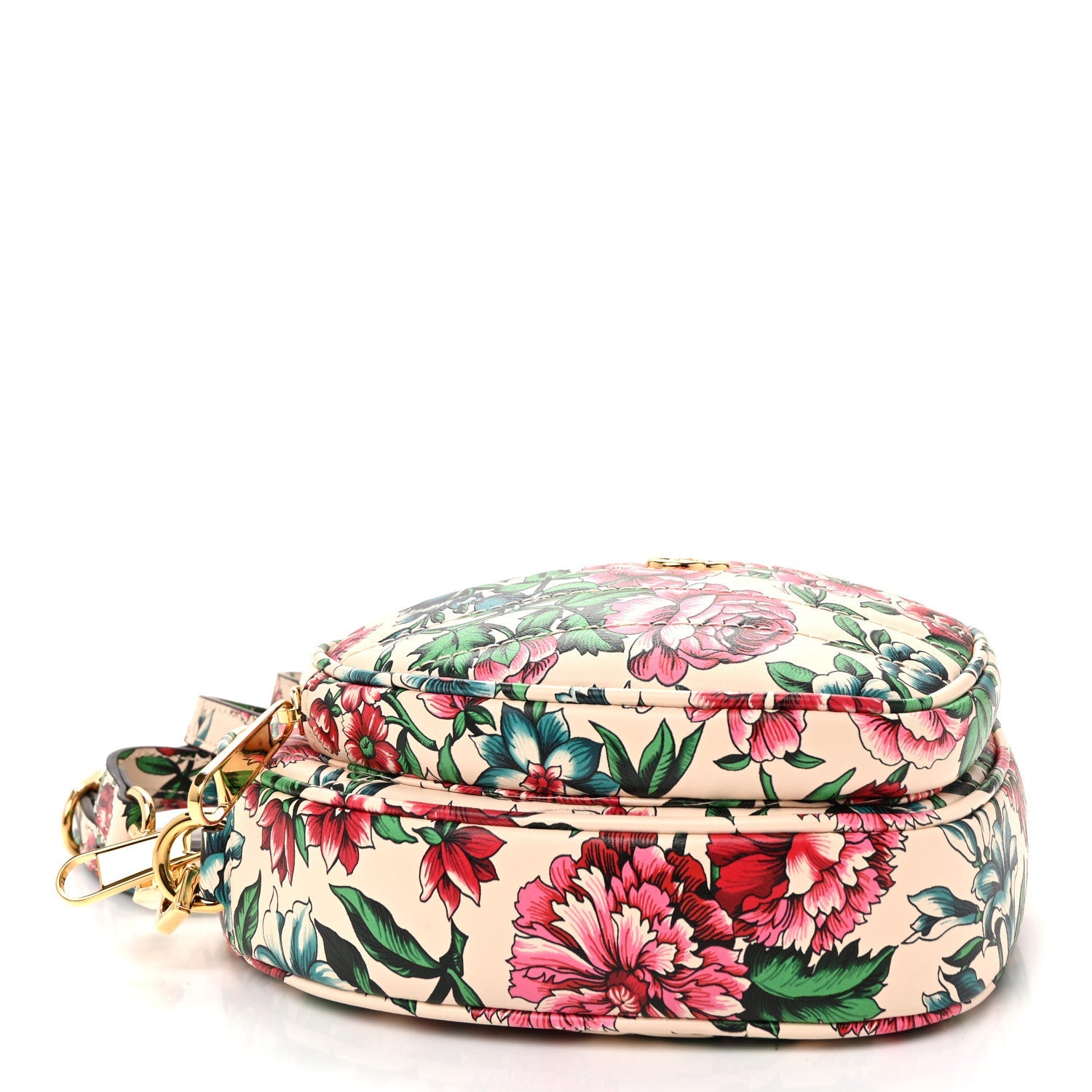 Gucci Matelasse Diagonal Brit Roses Print Mini Interlocking G Heart Shoulder Bag Multicolor