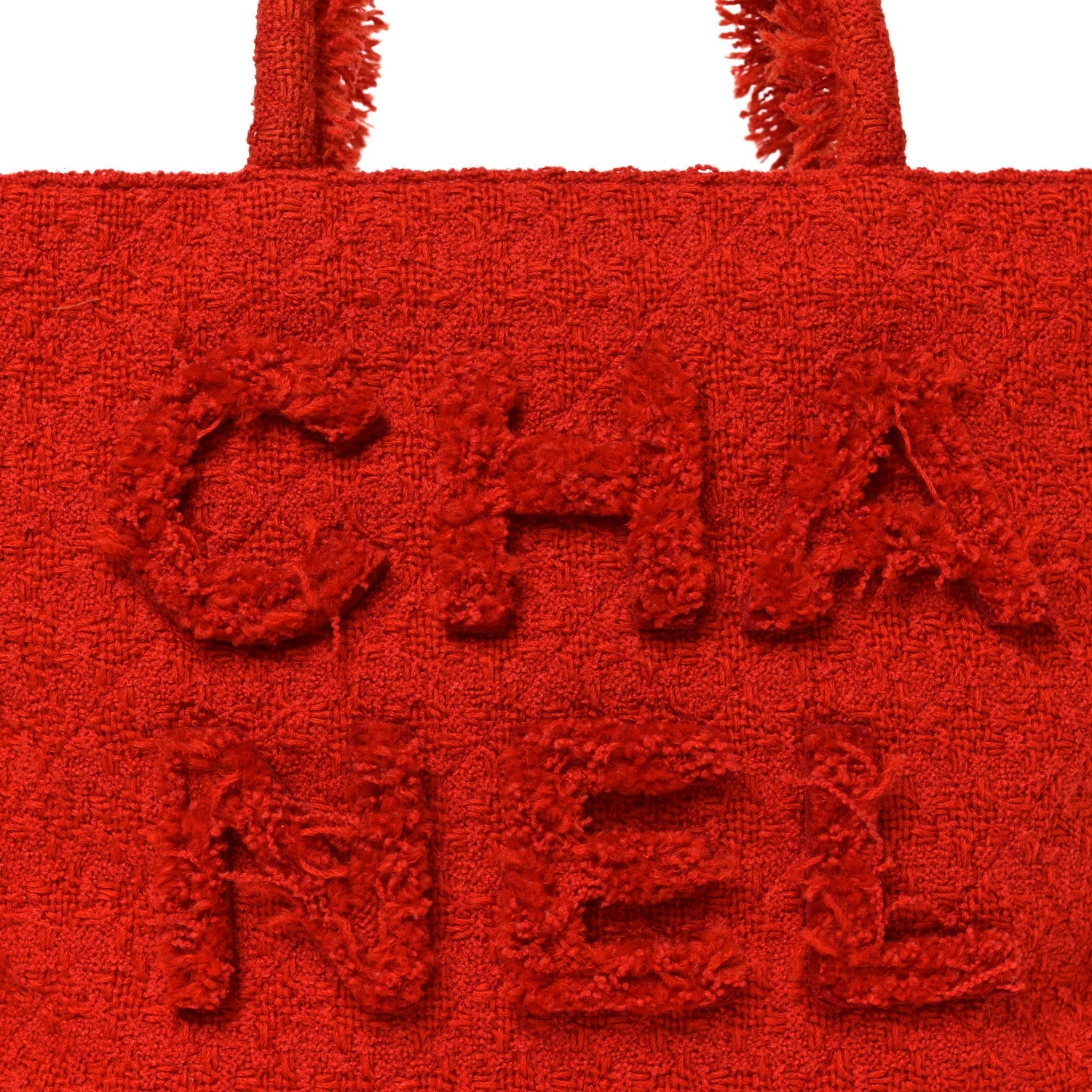Chanel Wool Tweed Large Zipped Shopping Tote Dark Orange