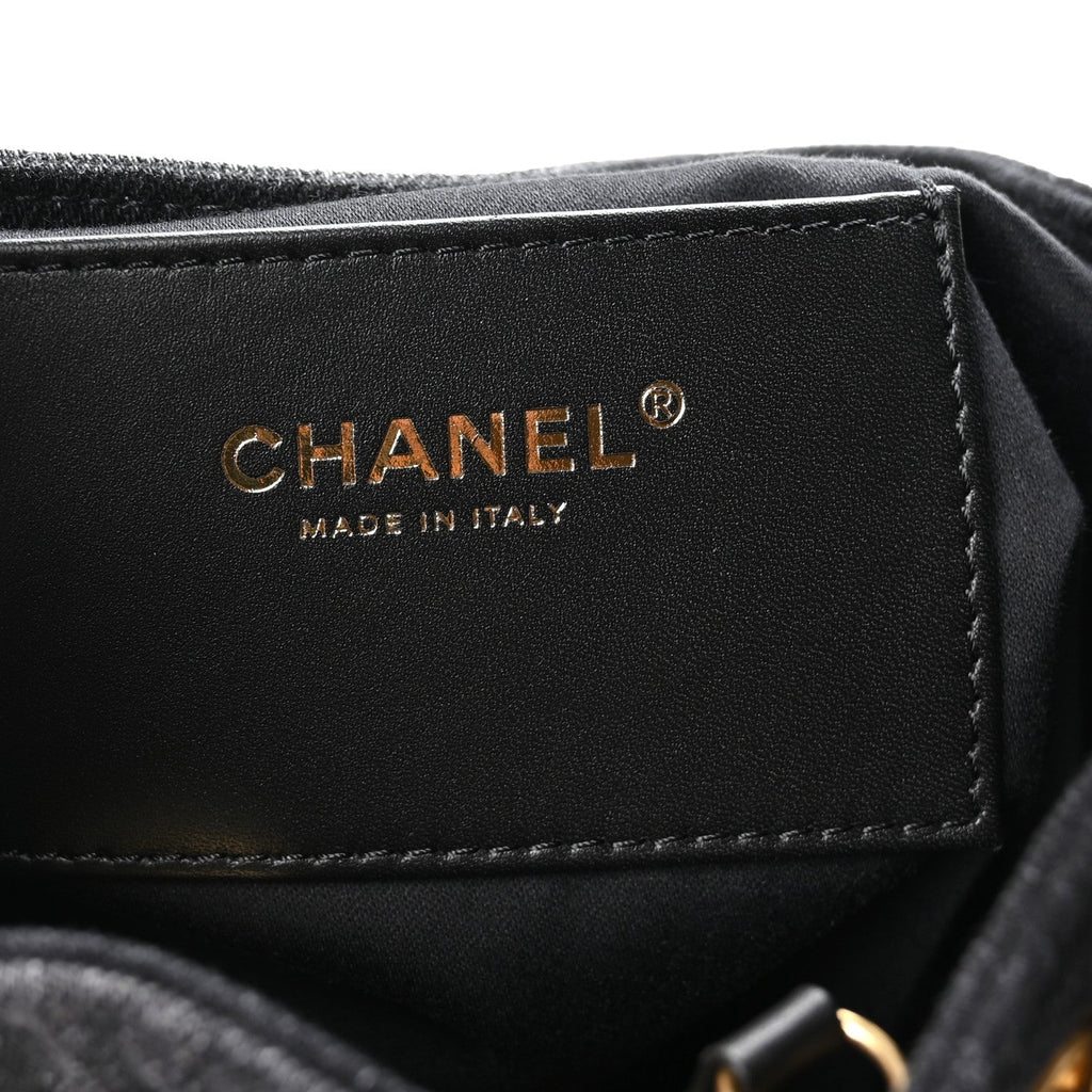 Chanel Washed Denim Quilted Medium Chanel 25 Handbag Black