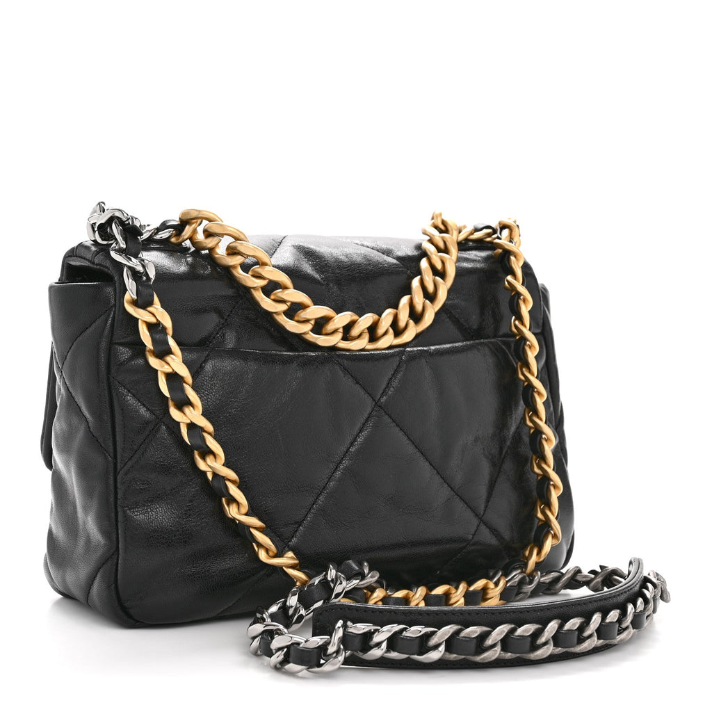 Chanel Goatskin Quilted Medium Chanel 19 Flap Black