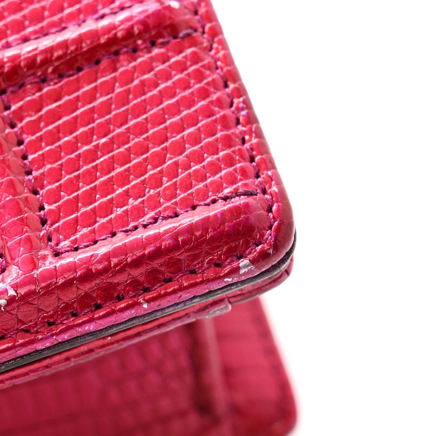 Christian Dior Metallic Lizard Small Diorama Flap Bag Fuchsia