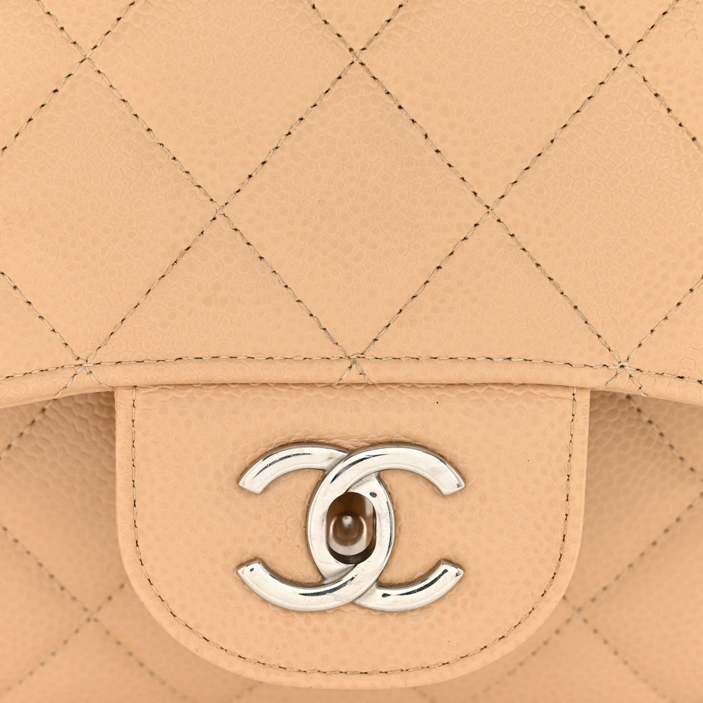 Chanel Caviar Quilted Jumbo Double Flap Beige Clair
