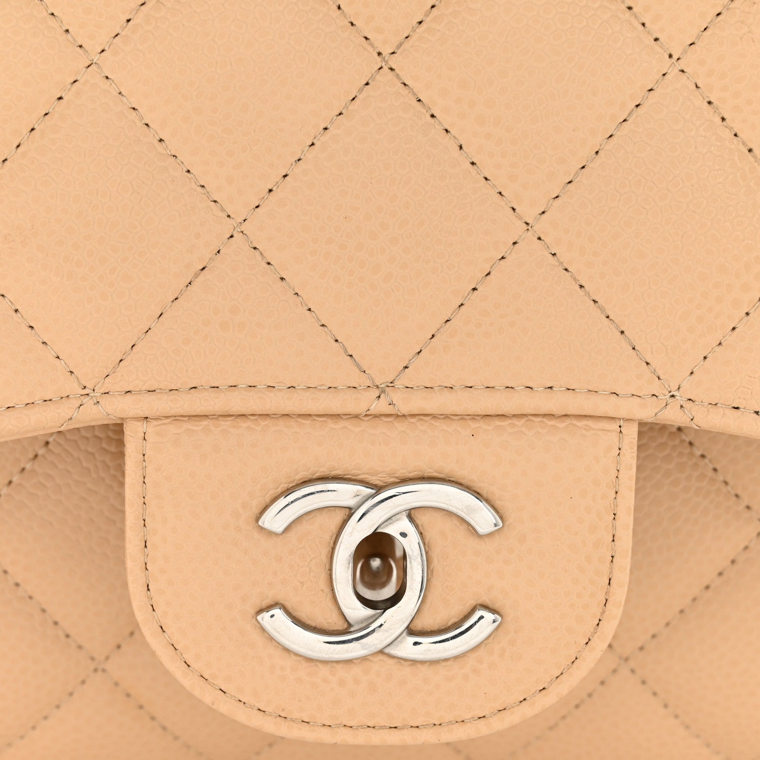 Chanel Caviar Quilted Jumbo Double Flap Beige Clair