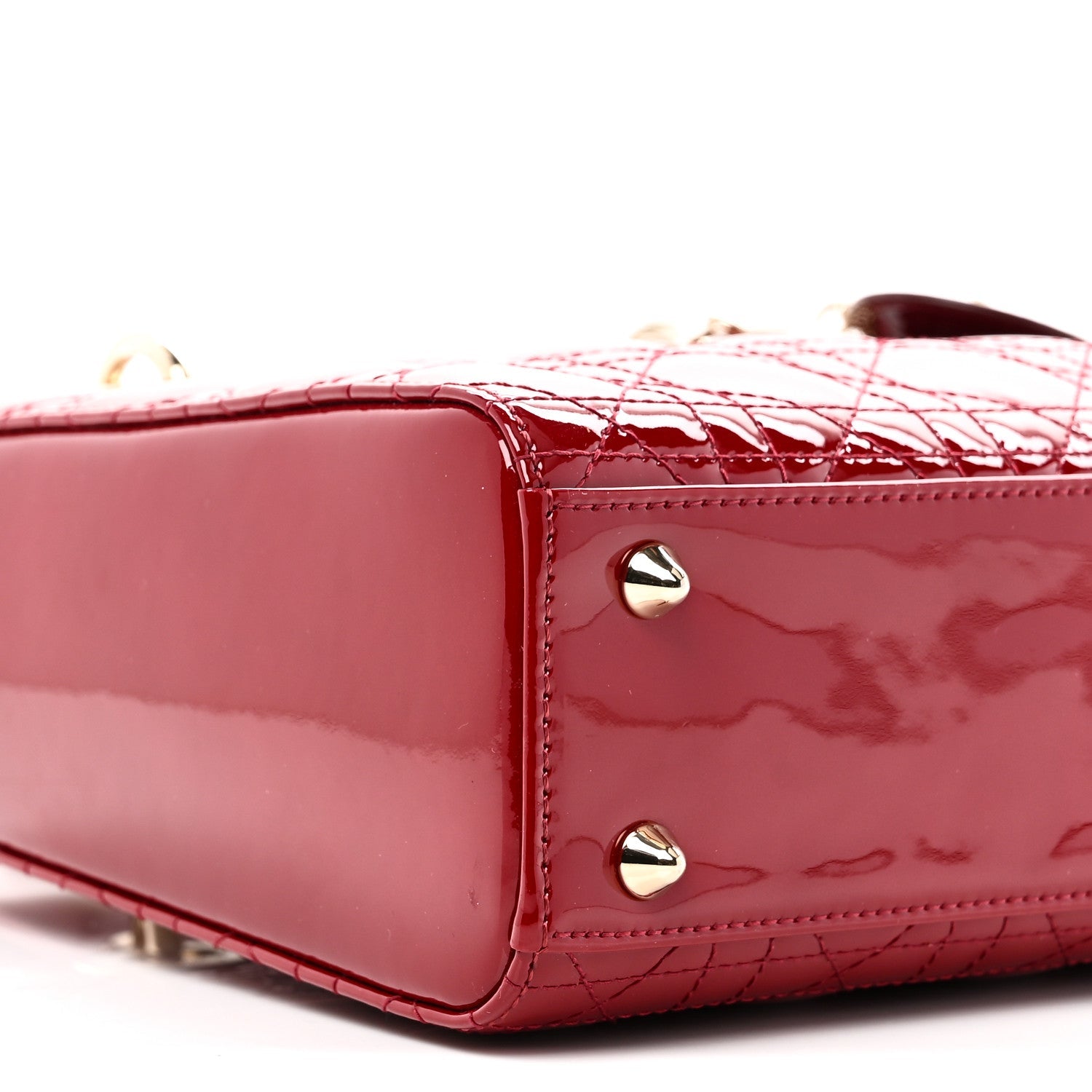 Christian Dior Patent Cannage Small Lady Dior Cherry Red