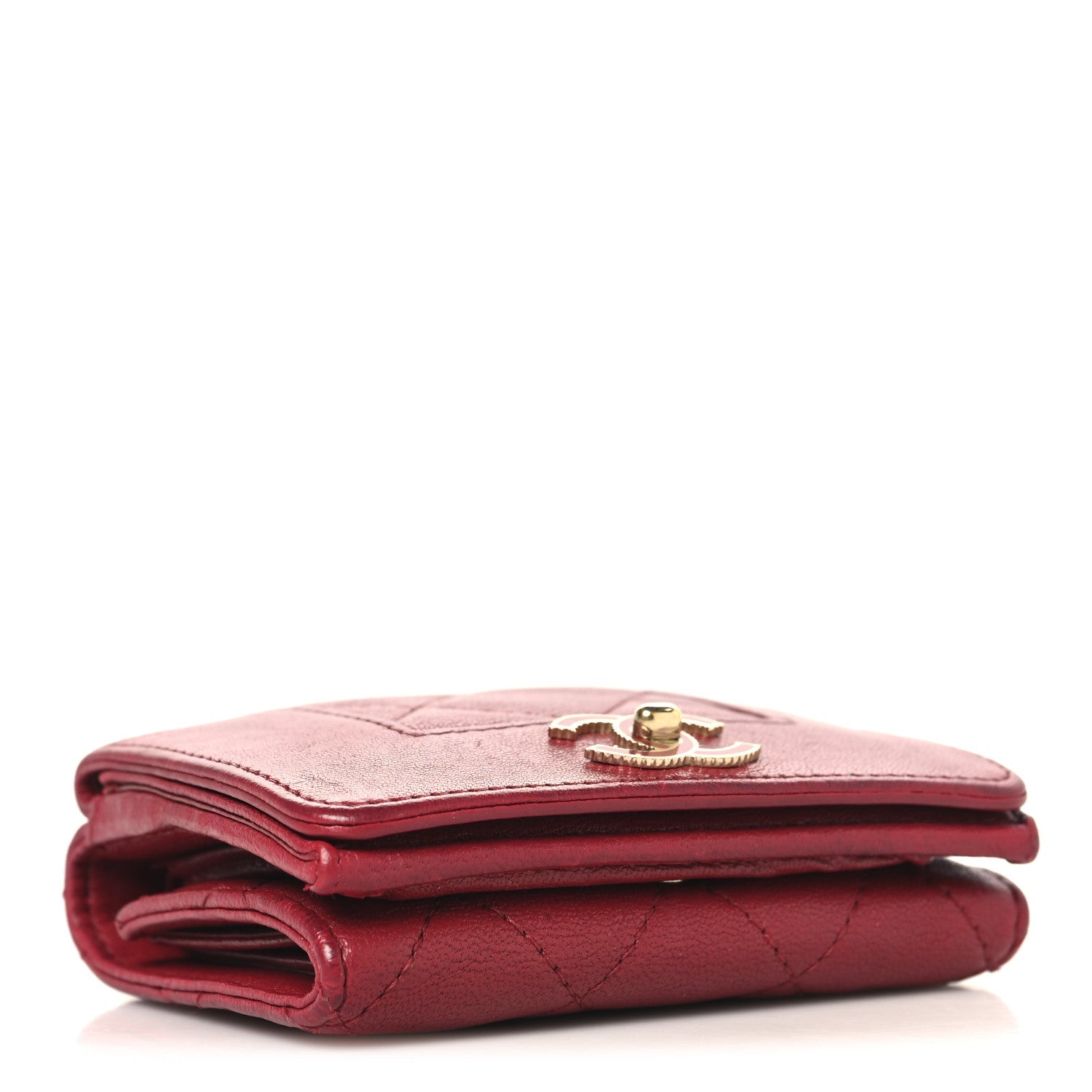 Caviar Quilted Vintage Mademoiselle Flap Card Holder Dark Pink