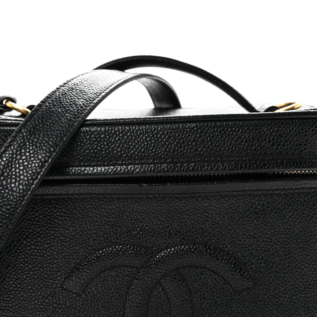 Chanel Caviar CC Vanity Train Case Black