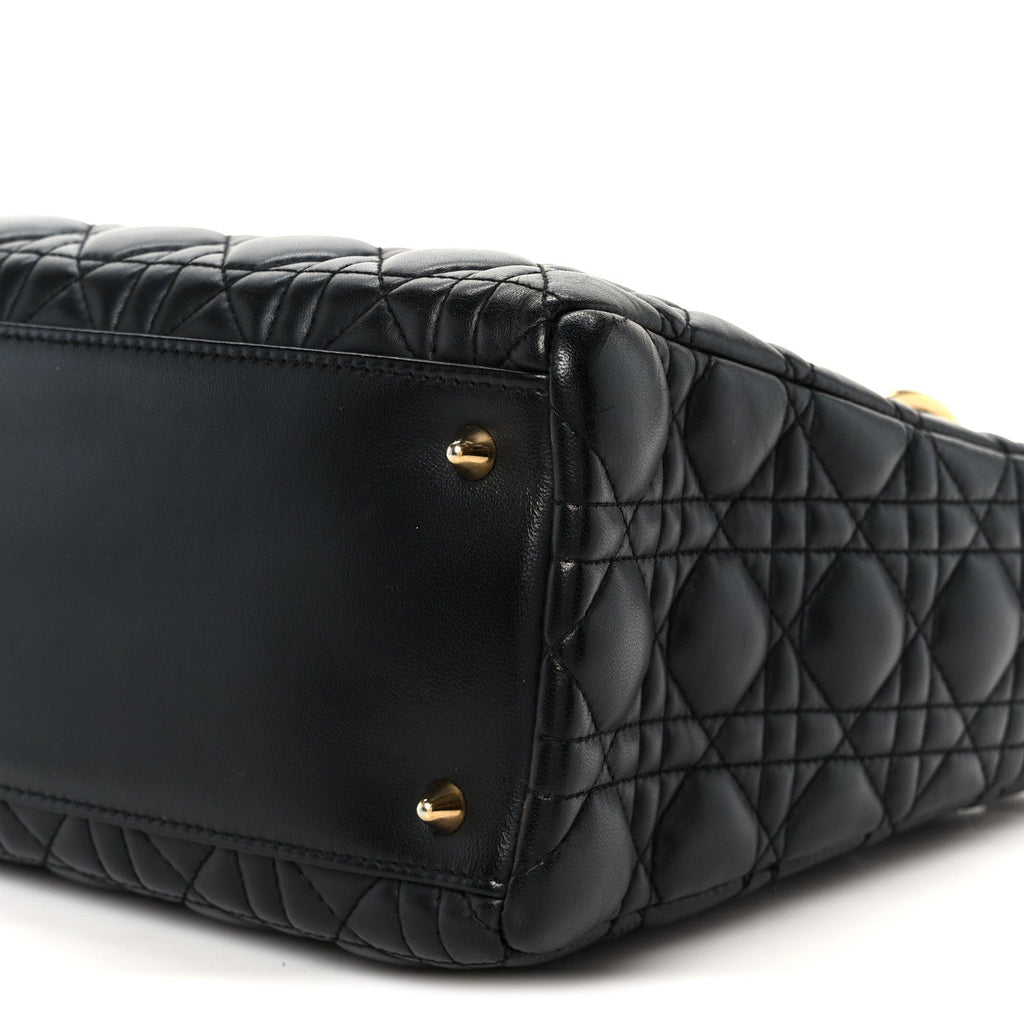 Christian Dior Lambskin Cannage Medium Lady Dior Black