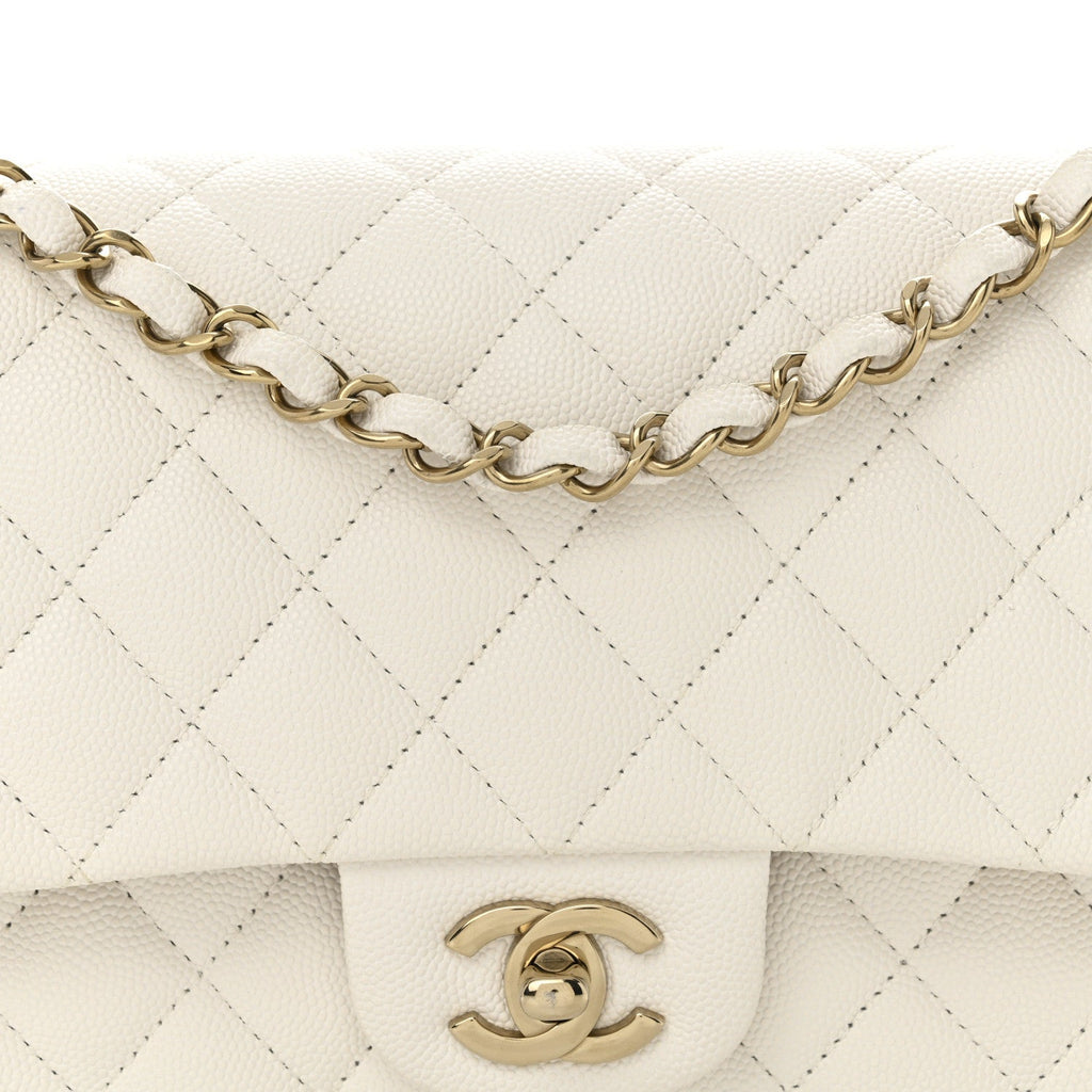 Chanel Caviar Quilted Medium Double Flap White