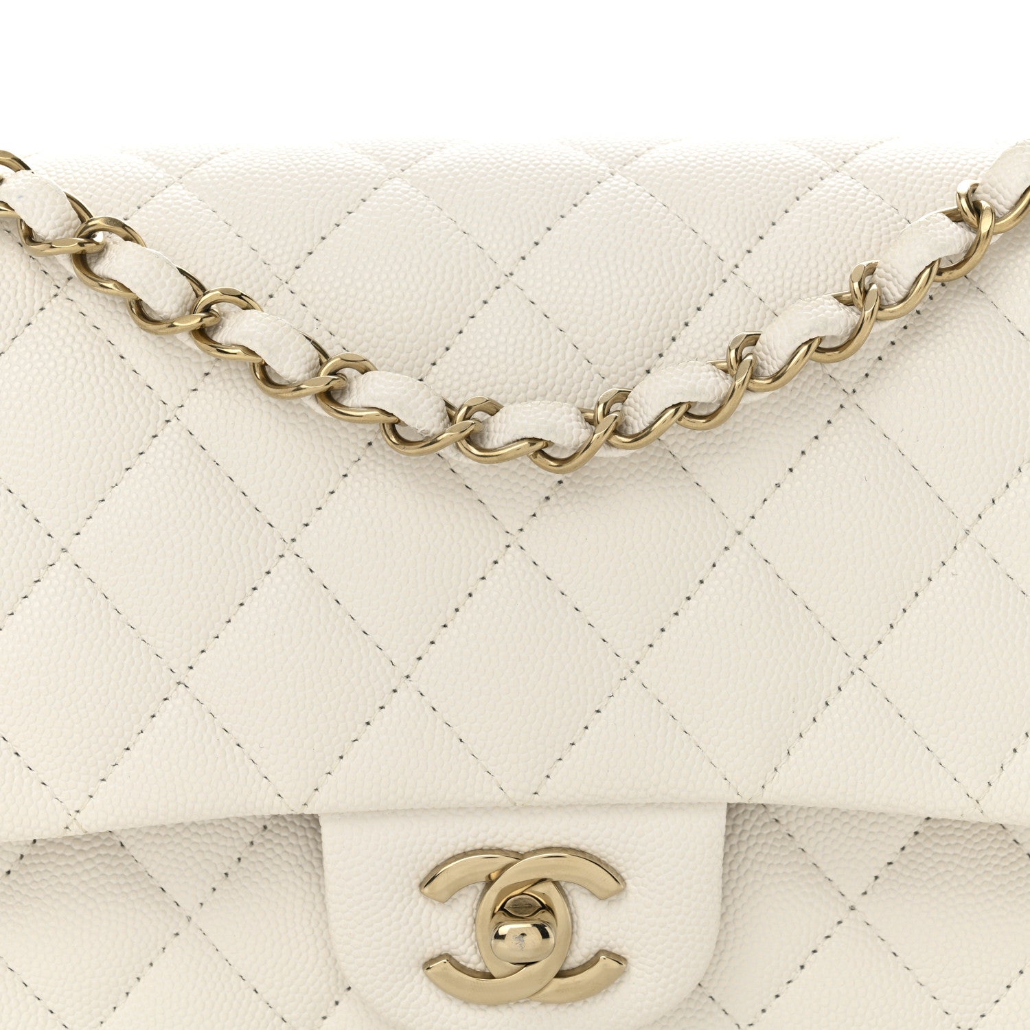 Chanel Caviar Quilted Medium Double Flap White