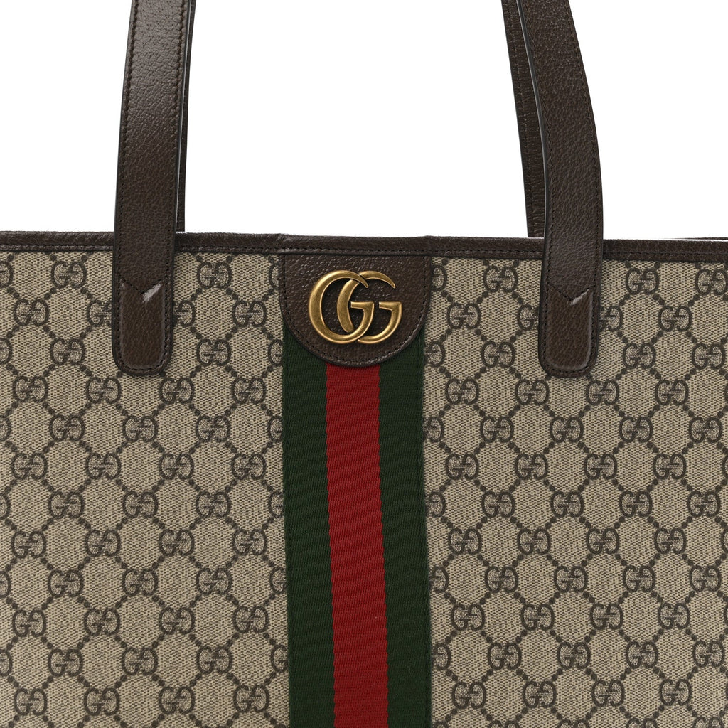 Gucci GG Supreme Monogram Medium Ophidia Tote Bag Brown