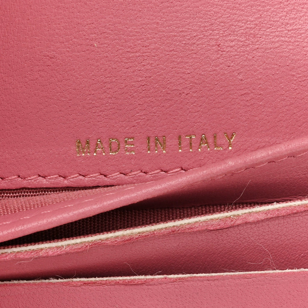 Calfskin Quilted Zip Around Bifold Wallet Pink