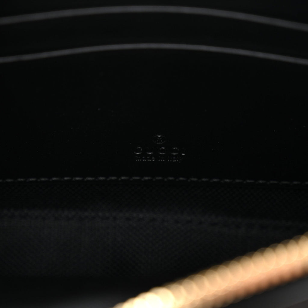 Gucci Calfskin GG Super Mini Debossed Chain Wallet Black