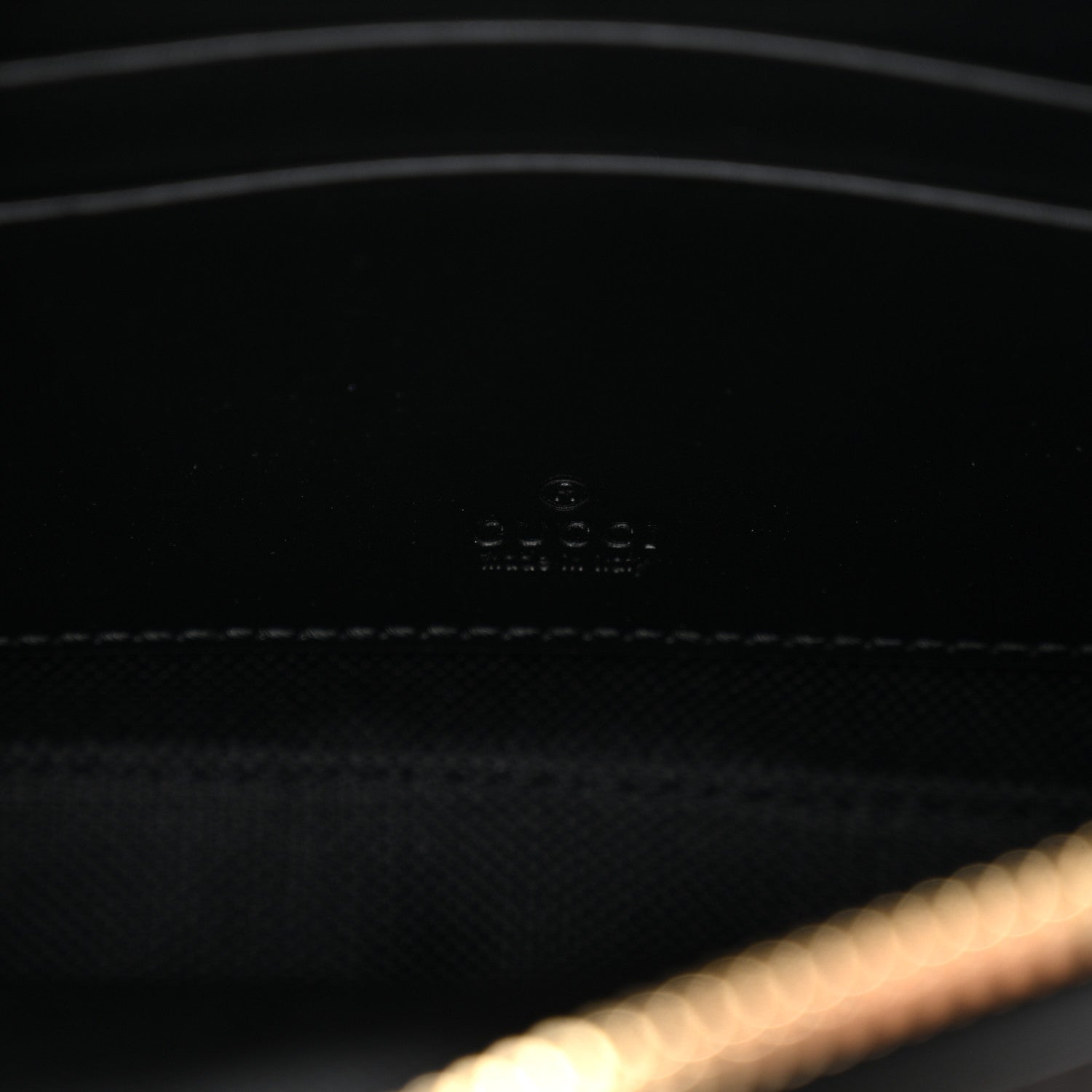 Gucci Calfskin GG Super Mini Debossed Chain Wallet Black