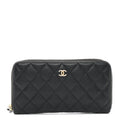 Caviar Quilted Large Gusset Zip Around Wallet Black