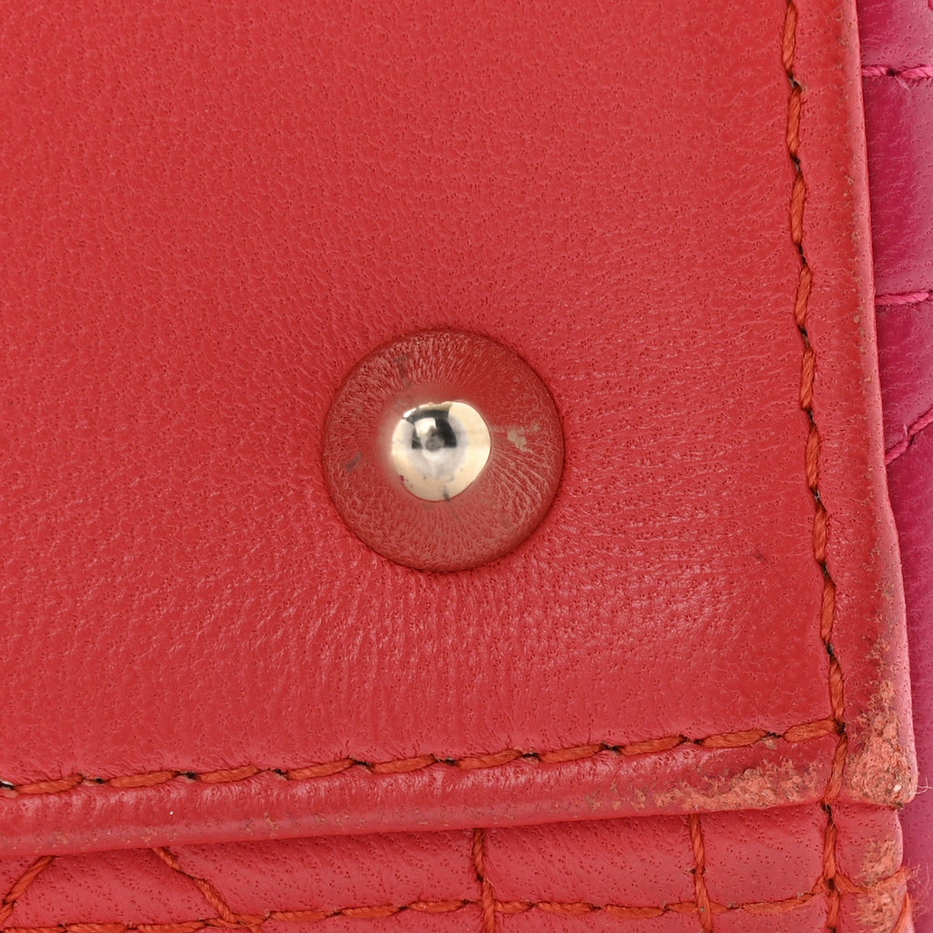 Christian Dior Lambskin Cannage Medium Bi-Color Lady Dior Orange Fuchsia