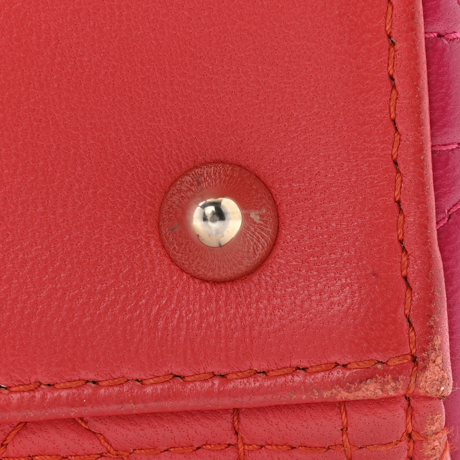Christian Dior Lambskin Cannage Medium Bi-Color Lady Dior Orange Fuchsia