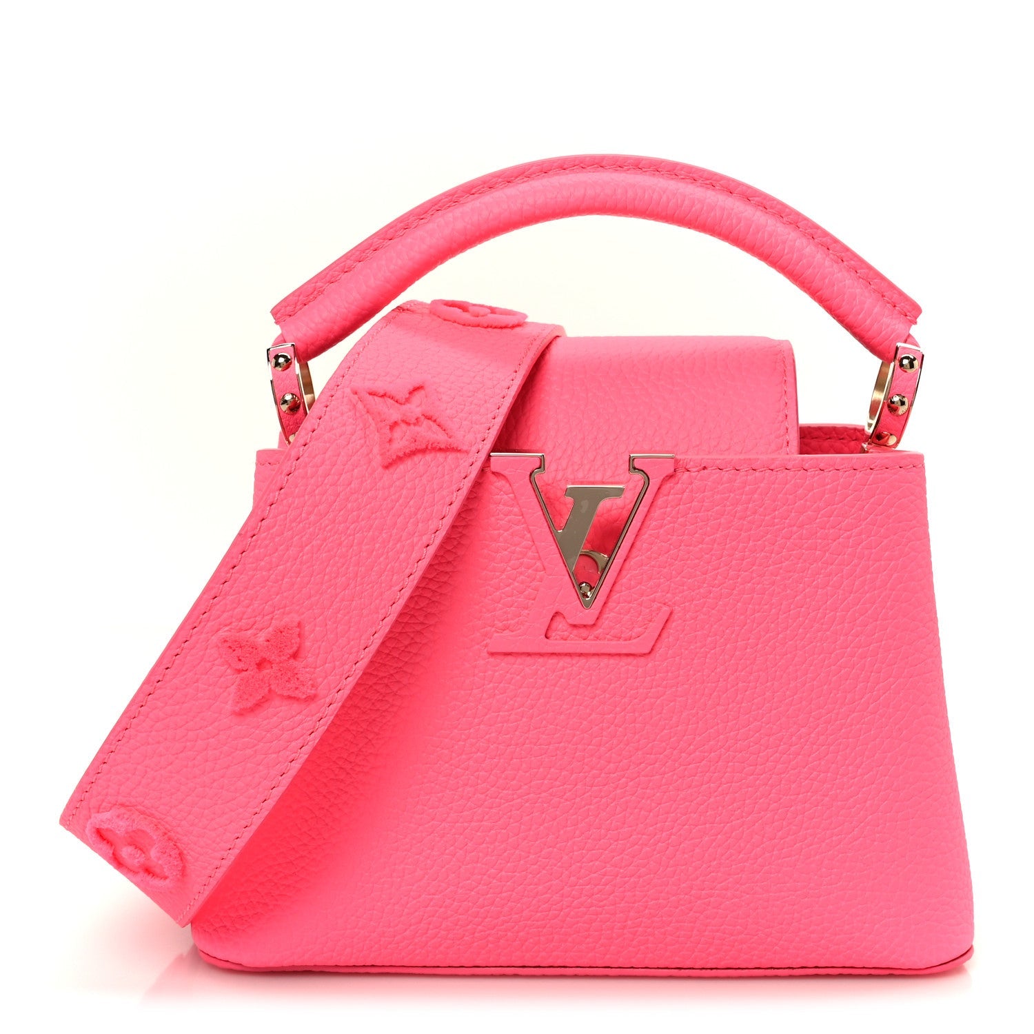 Louis Vuitton Taurillon Monogram Tuffetage Capucines Mini Fluo Pink