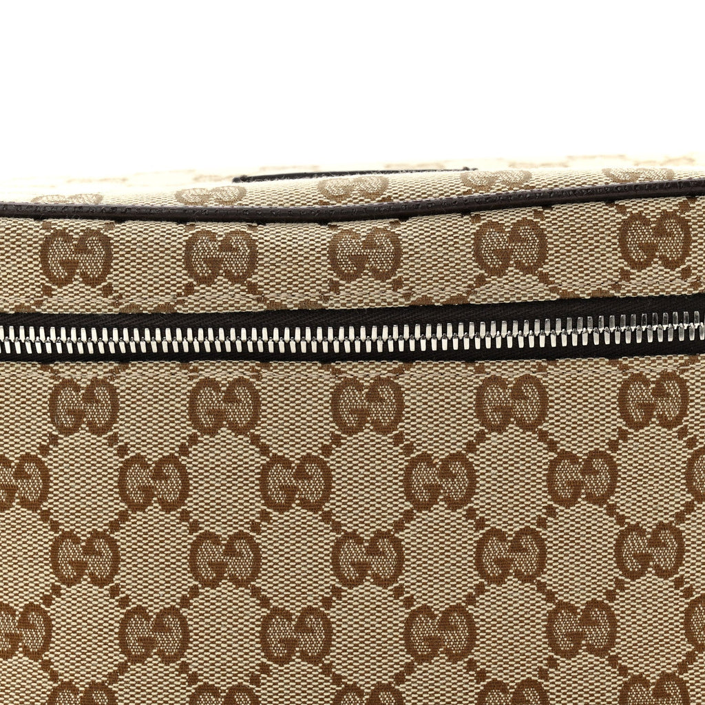 Gucci Monogram Dollar Calfskin Waist Pouch Beige Ebony Testa di Moro Marrone Scuro