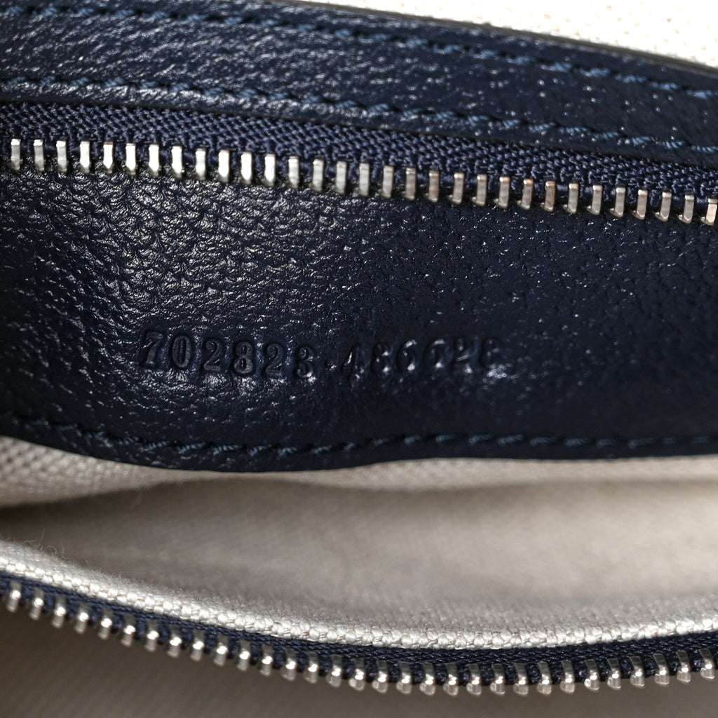 Gucci GG Supreme Monogram Textured Calfskin Web Large Attache Shoulder Bag Beige Blue