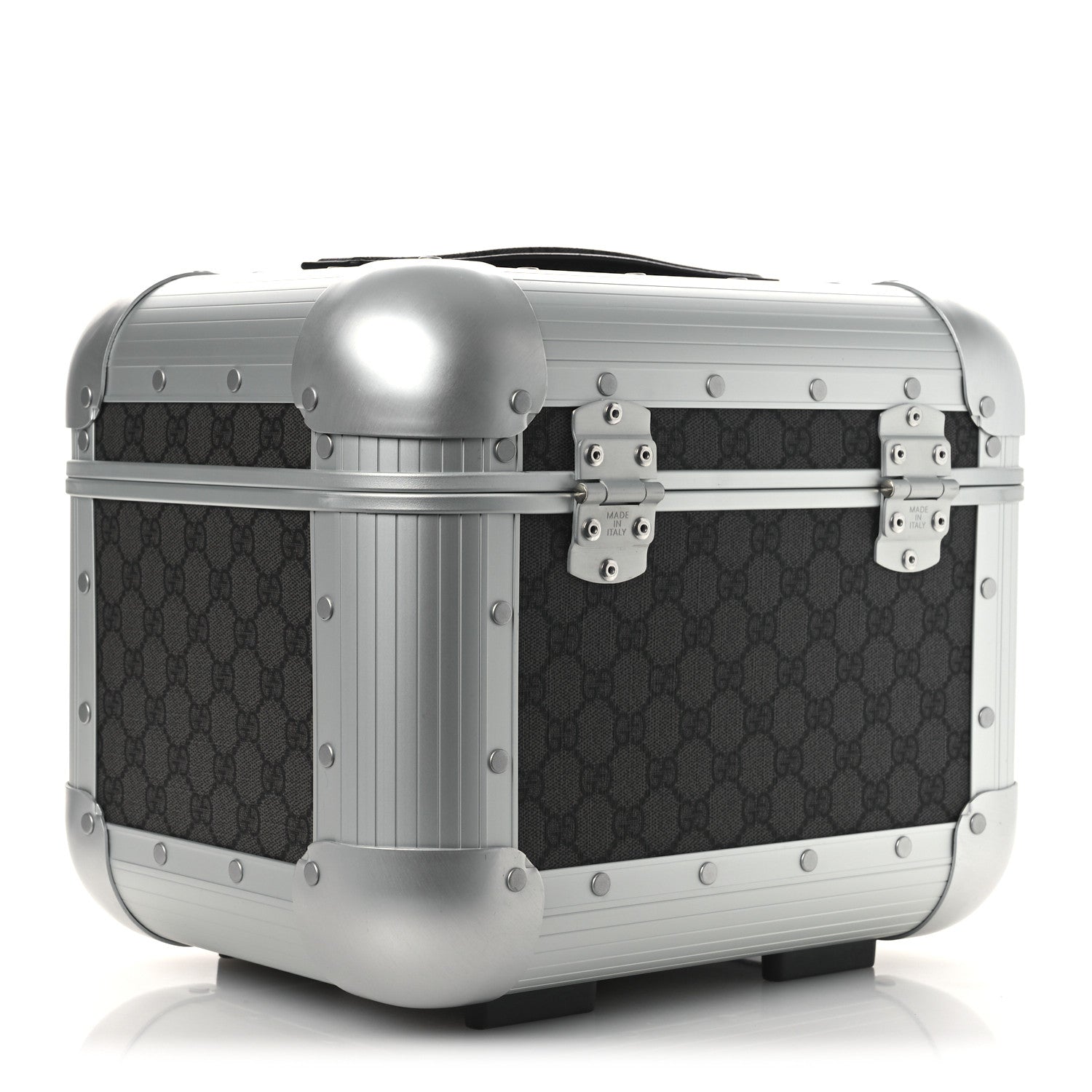 Gucci GG Supreme Monogram Aluminum Porter Beauty Case Silver