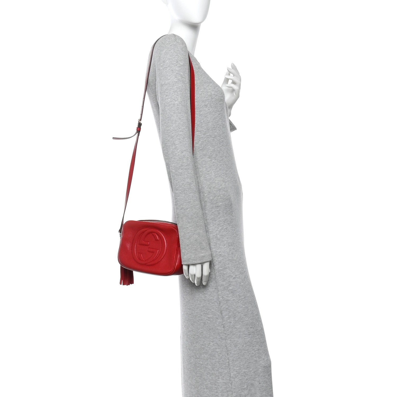 Gucci Pebbled Calfskin Small Soho Disco Bag Tabasco Red