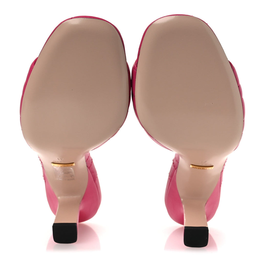 Gucci Nappa Matelasse GG Marmont 75mm Slide Sandals 41 Box Pink