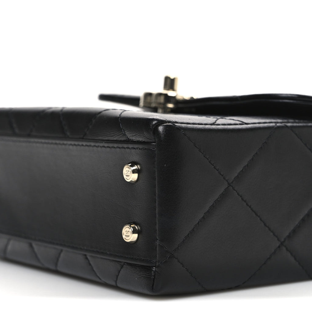 Chanel Shiny Calfskin Quilted CC Handle Vanity Flap Bag Black