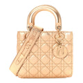 Christian Dior Metallic Lambskin Cannage Small My ABCDior Lady Dior Rose Gold