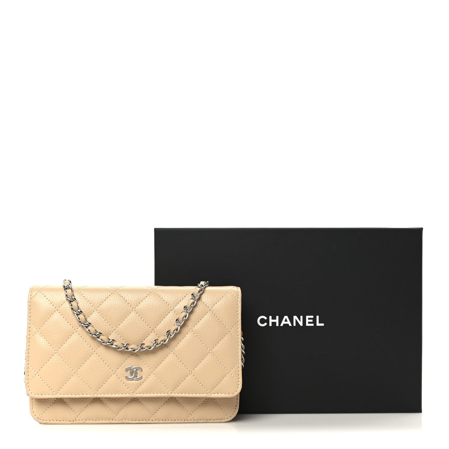 Chanel Caviar Quilted Wallet on Chain WOC Beige