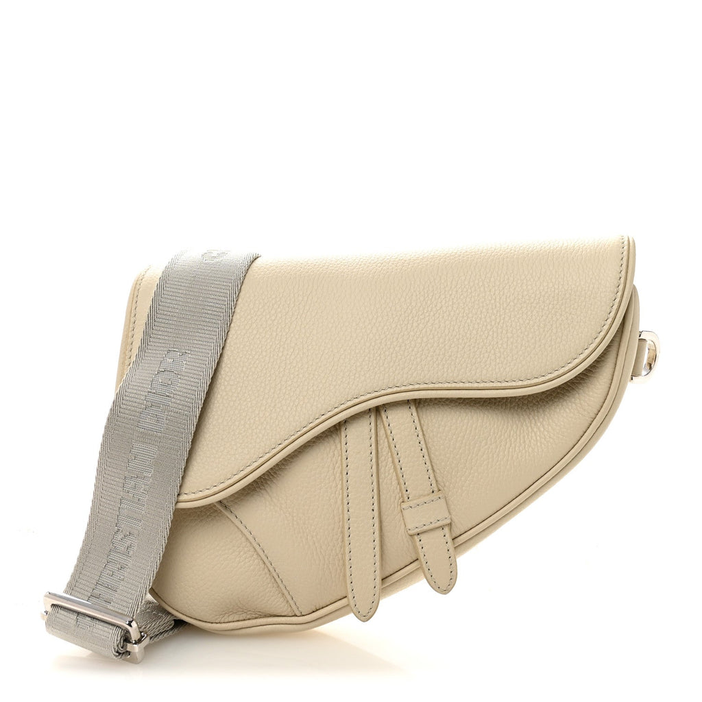 Christian Dior Grained Calfskin Mens Mini Saddle Bag Latte