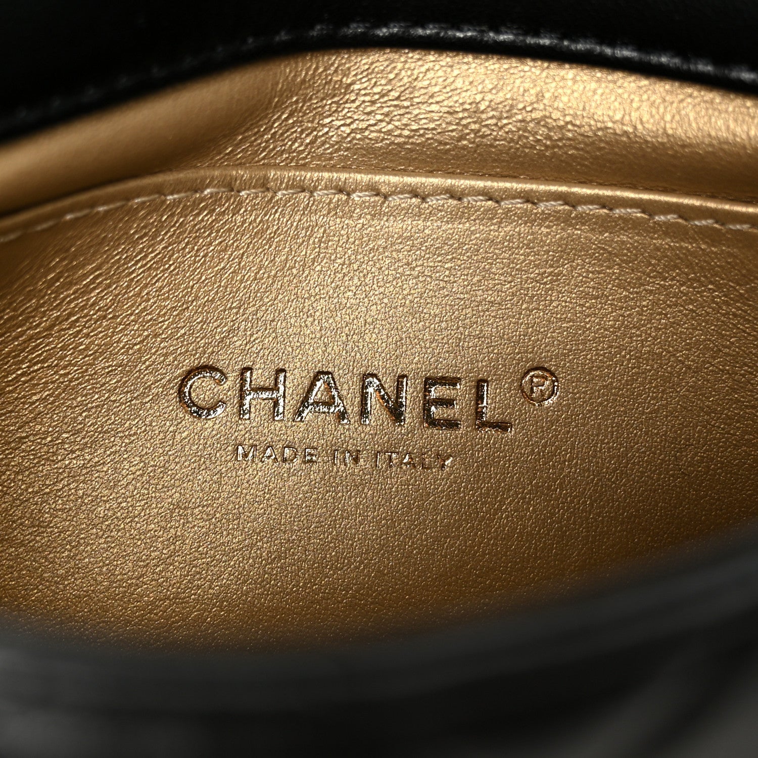 Chanel Shiny Lambskin Quilted Mini Pearl Logo Flap Black