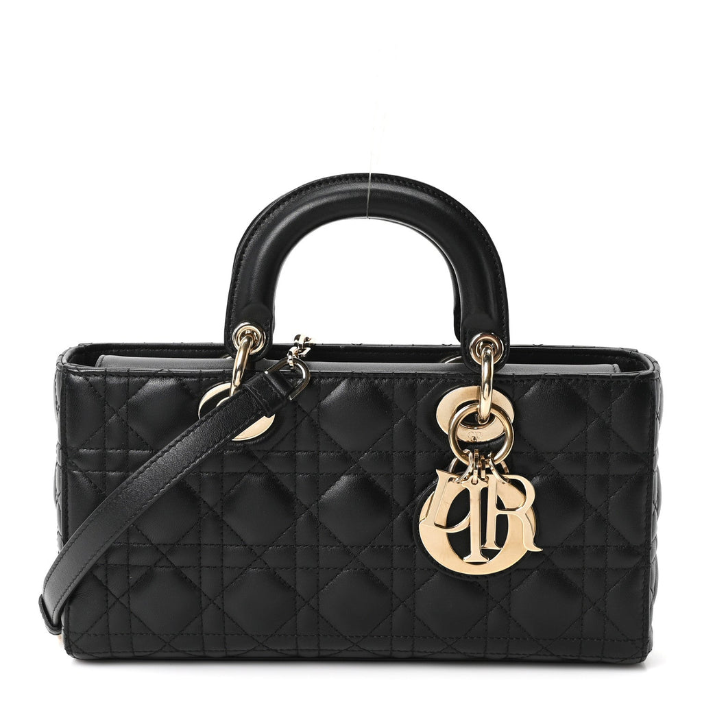 Christian Dior Lambskin Cannage Medium Lady D-Joy Black