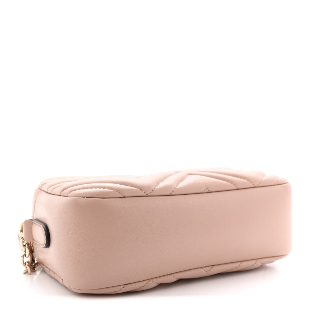 Gucci Calfskin Matelasse Small GG Marmont Camera Bag Pink Beige