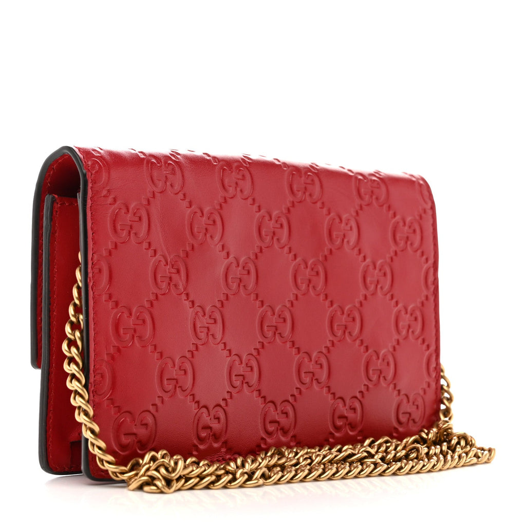 Gucci Guccissima Mini Cherry Chain Bag Hibiscus Red