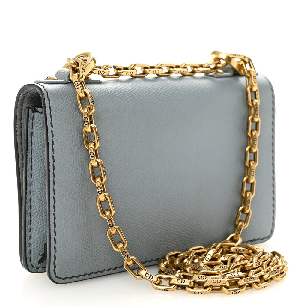 Christian Dior Grained Calfskin Mini J'Adior Chain Flap Bag Sky Blue
