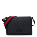 Gucci GG Supreme Monogram Appia Calfskin Web Crossbody Bag Black Grey