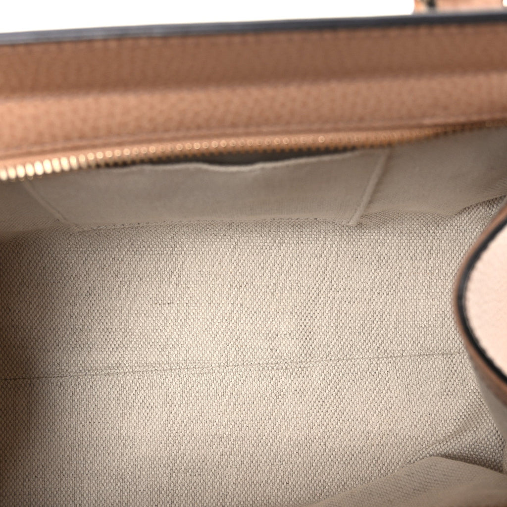 Gucci Dollar Calfskin Medium Soho Top Handle Satchel Camelia