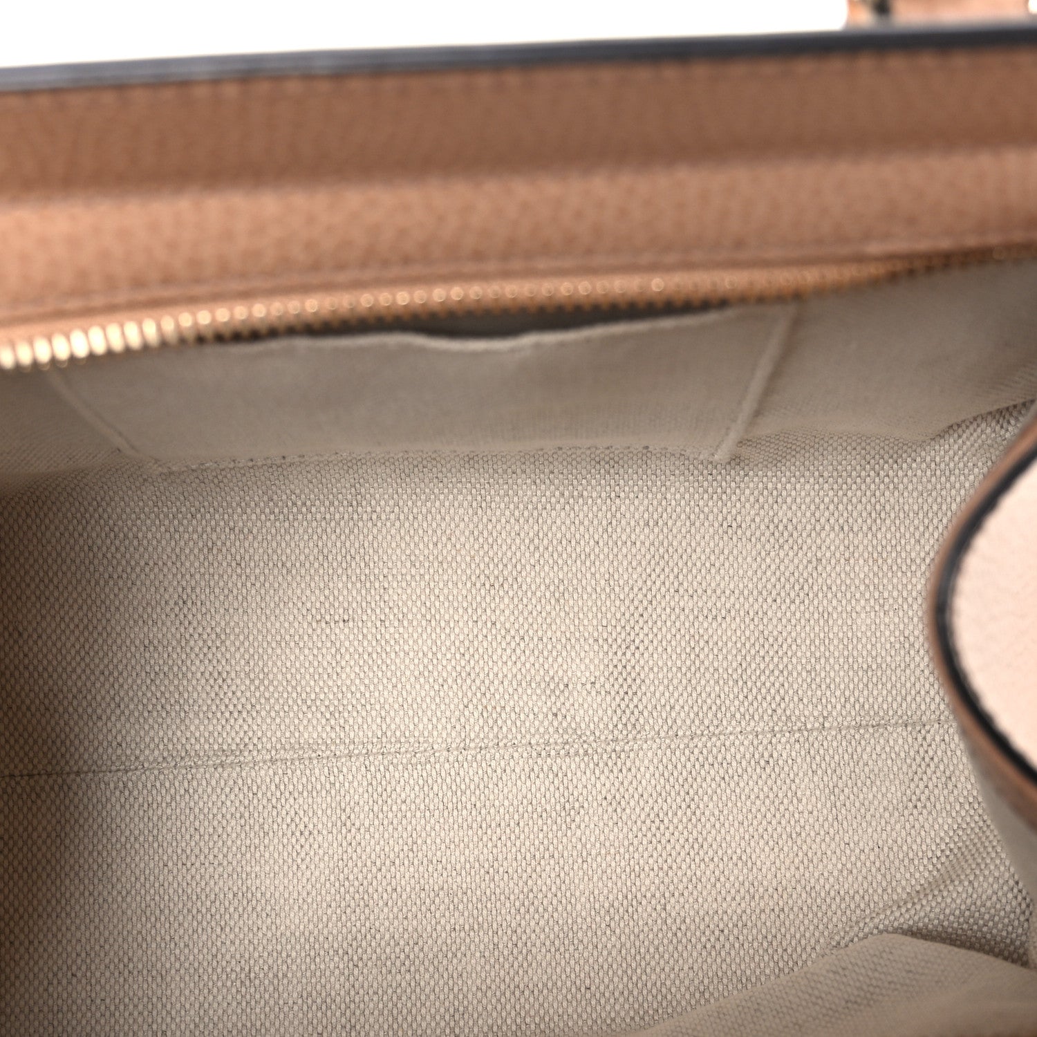 Gucci Dollar Calfskin Medium Soho Top Handle Satchel Camelia