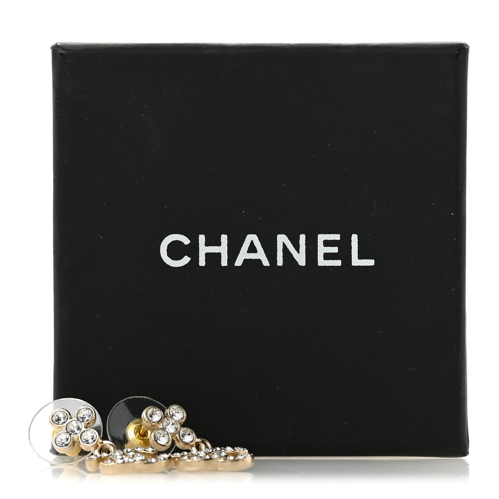 Crystal CC Cross Drop Earrings Gold