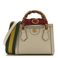 Gucci Textured Dollar Calfskin Web Mini Diana Tote Bag Mystic White