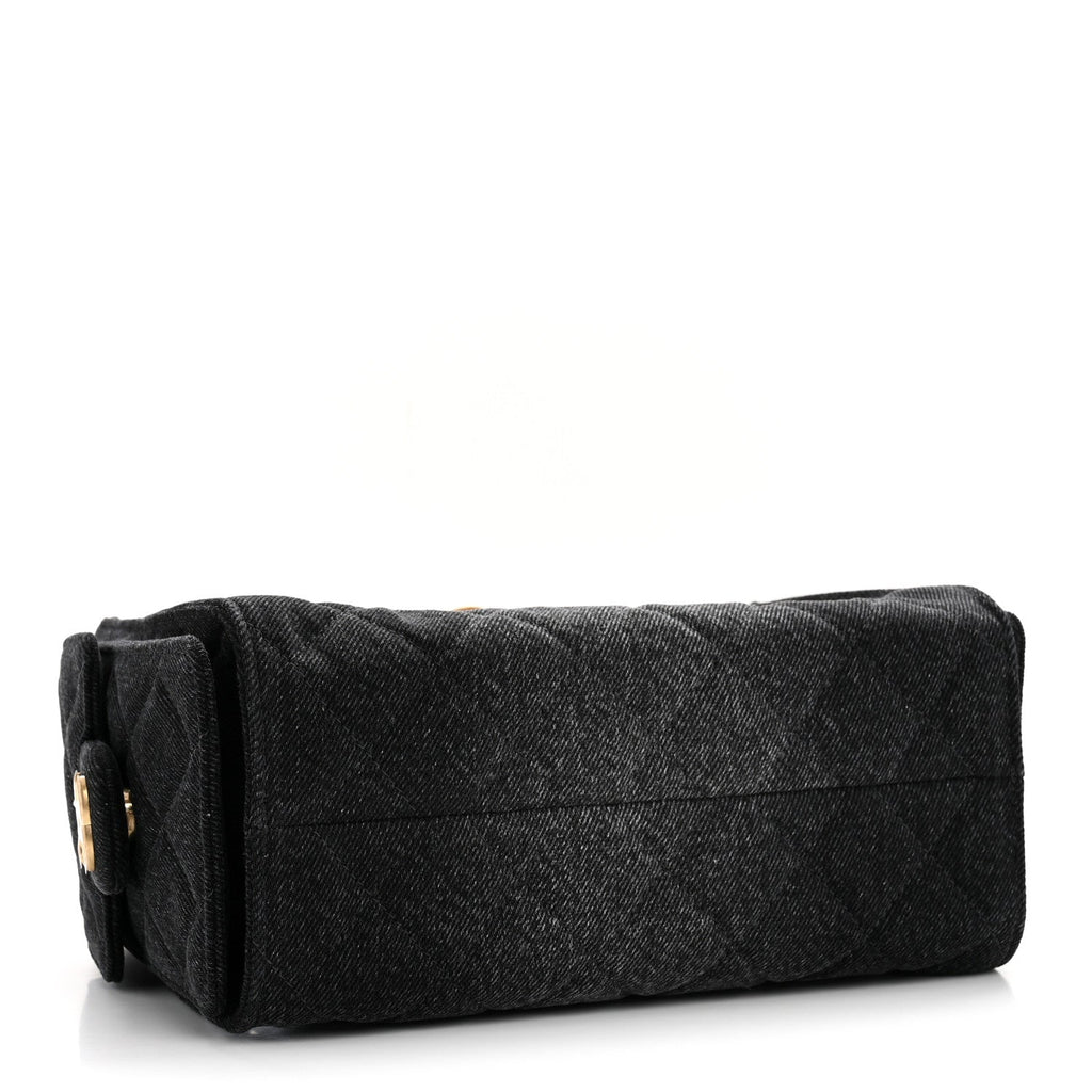 Chanel Washed Denim Quilted Mini Chanel 25 Handbag Black