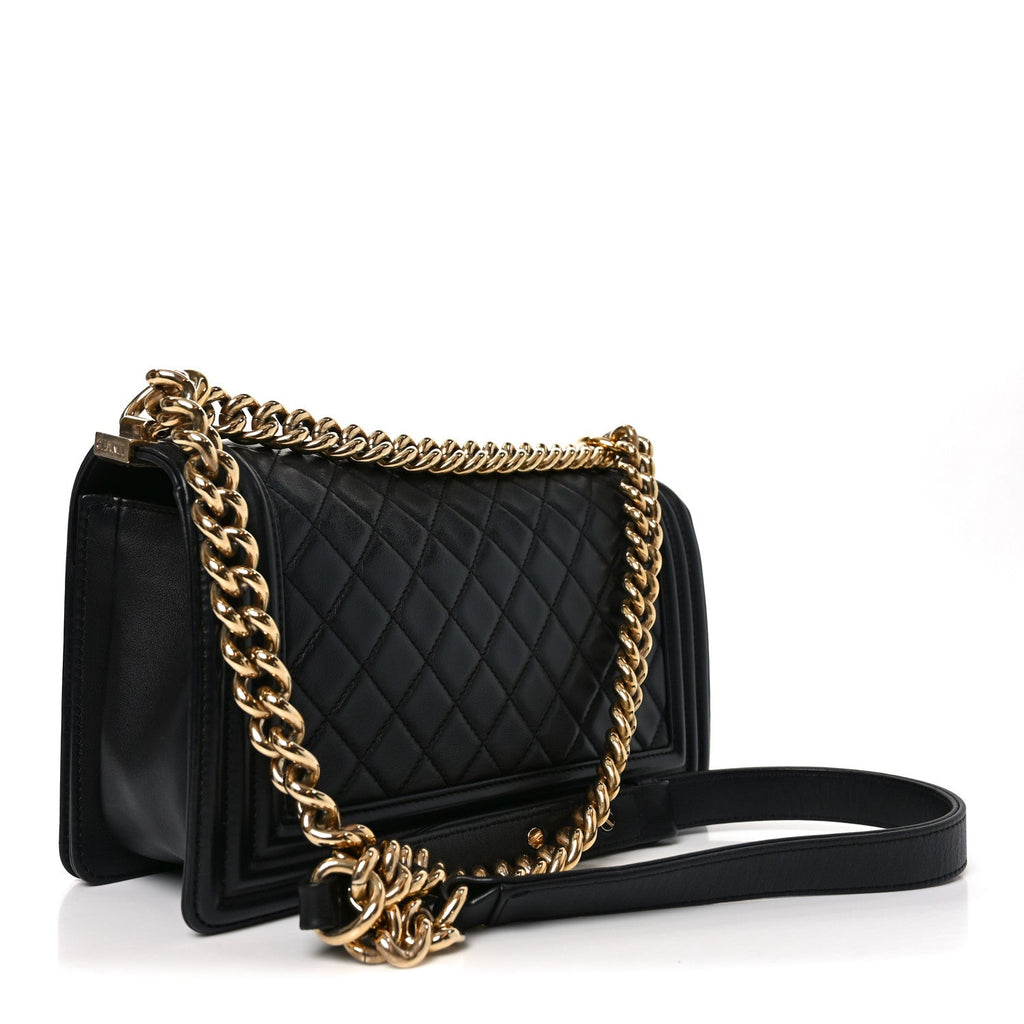Chanel Lambskin Quilted Medium Boy Flap Black