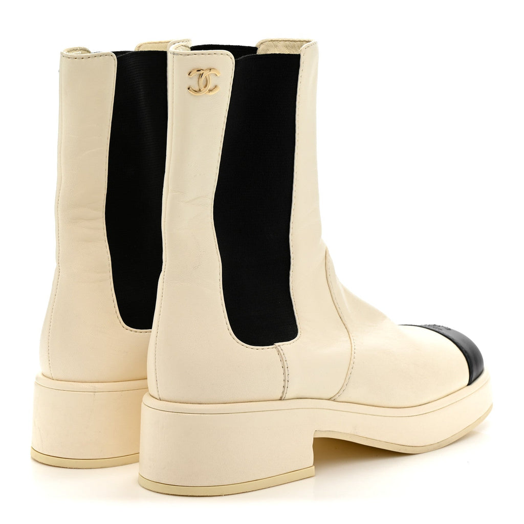 Cap Toe CC Ankle Boots 39.5 White Black