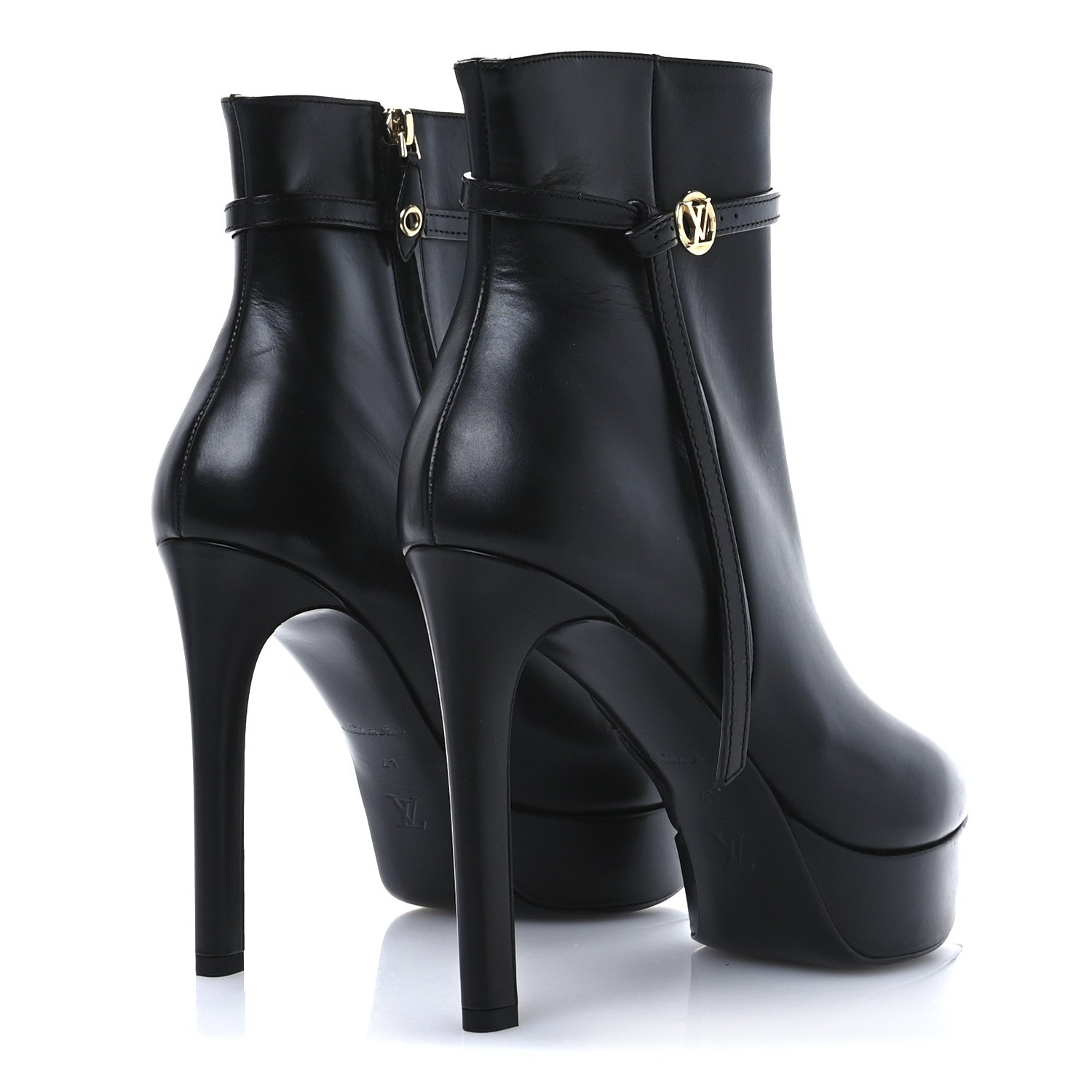 Louis Vuitton Calfskin LV Roxy Platform Ankle Boots 41 Black