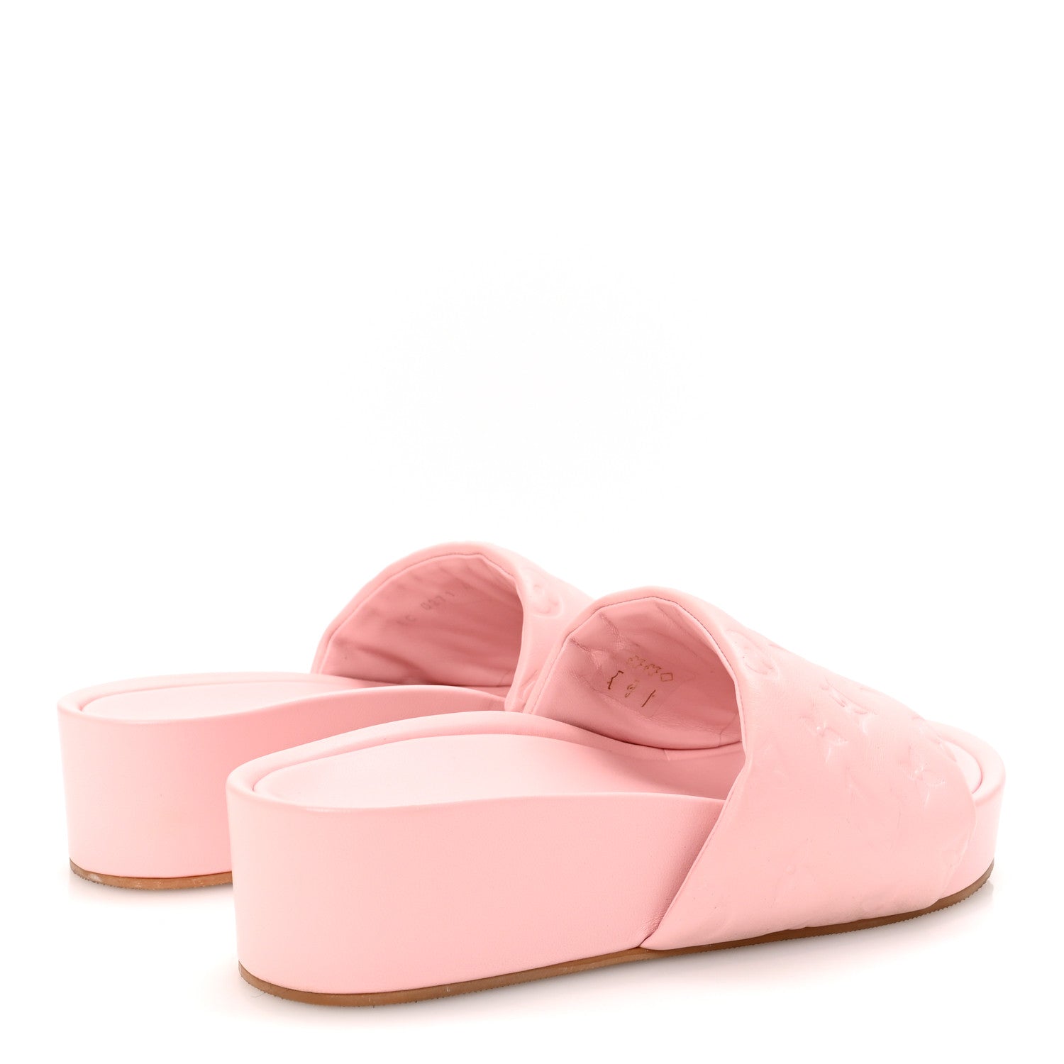 Louis Vuitton Lambskin Embossed Monogram Jumbo Flatform Mule Sandals 41 Rose Clair